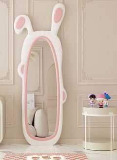 اشتري Pink Bunny Mirror Full Length Mirror Leaning Against Wall Large Irregular Bedroom Mirror Floor Mirror Dressing Mirror Wall Mounted Mirror Pink with White Colour Size H190xW70cm Type A في الامارات