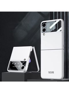 Buy Samsung Z Flip 4 Case, Ultra-Thin Galaxy Z Flip 4 Case Built-in Camera Screen Protector Phone Case for Samsung Galaxy Z Flip 4 5G, Elegant Silver White in Egypt