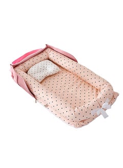 Buy Cot, Portable Lightweight Stowable Adjustable Crib for Travelling, Newborn Essentials, Portable Mummy Bag, Shaped Pillow Case Bag for 0-24 Months, Pink in UAE