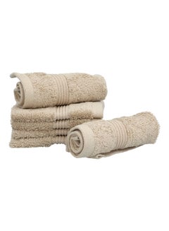 Buy 6Piece Pima Ultra Soft Highly Absorbent Cotton Towel Set Light Brown 30 x 30 cm in Saudi Arabia