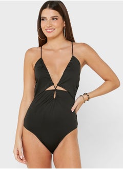 Buy Halter Neck Cut Out Swimsuit in UAE