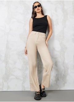 Buy High Rise Wide Leg Jeans with Belt Loops in Saudi Arabia