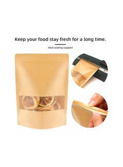 اشتري 50 Pcs Resealable Bags Stand Up Kraft Paper Bags with Matte Window Zip Lock Food Storage Bags for Packaging Products Reusable في السعودية
