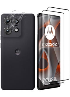 اشتري [2+2 Pack] Motorola Edge 50 Pro 5G Screen Protector & Camera Lens Protector, Bubble Free 9H Hardness Anti-Scratch Tempered Glass for Moto Edge 50 Pro في السعودية