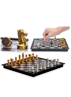 Buy Travel Chess Board Set - Magnetic Piece with Portable/Foldable Board- Full Set Educational Toys For Children/Adults -Gold/Silver -Handmade Traditional Game Gift in Saudi Arabia