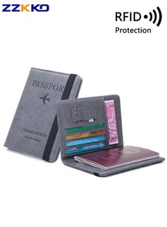 Buy Travel Thickened Pu Leather Passport Clip, High Quality Cover Clip, Travel Wallet, Passport Clip, Simple And Fashionable Multi-Functional Leather Gray With Card Box Ticket Slot Rf Identification Block in Saudi Arabia
