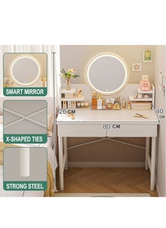 Buy Makeup Vanity Table Dressing Table Flip Mirror With Drawers in UAE