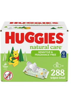 Buy Huggies Natural Care Sensitive Baby Wipes, Unscented, Hypoallergenic, 6 Flip-Top Packs (288 Wipes Total) in UAE