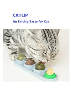 اشتري Catnip Balls 4 in 1 Pure Natural Cat Mint Leaf Rotating Interactive Cat Toys Cats Edible Snacks Balls for Cats Kitten Teeth Cleaning في الامارات