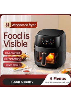 Buy Home Use 8L Large Capacity Visual Air Fryer With 8 Menus Touch Screen (Black) in Saudi Arabia