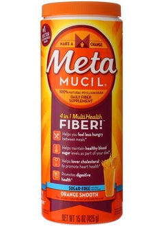 Buy METAMUCIL 4-in-1 PSYLLIUM FIBER SUPPLEMENT (Sugar-Free*Orange) (15oz,425g) in UAE