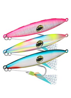 اشتري 3 Fish Pencil Bait Saltwater Jigs Fishing Lures With Flat BKK Hooks, Slow Pitch Knife Vertical Jigs Saltwater, Spoon Lure For Tuna Salmon Grouper Sea Fishing Jigging Lure Blade Bait في السعودية