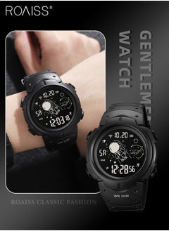 Buy PU Strap Digital Sports Watch, Multifunctional Waterproof LED Wrist Watch with Black Round Shape Dial as Gift for Men/Women in UAE