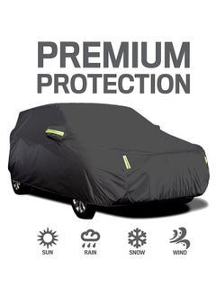 Buy Car Cover Waterproof All Weather,7 Layers Heavy Duty Outdoor Full Car Cover, Windproof Snowproof Rain Hail Sun UV Protection Full Outdoor Indoor Exterior Car Covers, Black in Saudi Arabia