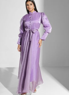 Buy Button Detail Belted Dress in Saudi Arabia