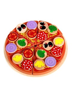 Buy 27-Piece Wooden Pizza Cutting Toy 10x10x10cm in Saudi Arabia