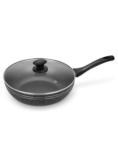 Buy Auroware Non stick 28 cm Wok Pan Pressed Aluminum Three layer coating long lasting in UAE