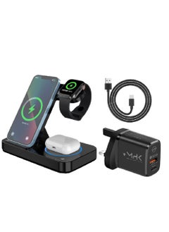 Buy MHK Foldable 4 in 1 Wireless Charging Station for Apple Watch, Airpods, IPhone with 20W QC 3.0 + USB Type-C PD Adaptor in UAE