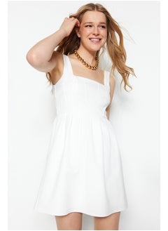 اشتري White Waist Mini Strap Flounced Woven Dress TWOSS23EL00601 في مصر