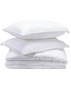 اشتري Double Size Plain Duvet Cover Cotton White 240 X 260Cm With 2 Pieces Pillow في الامارات