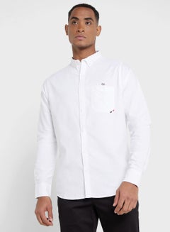 Buy Thomas Scott Men White Pure Cotton Slim Fit Casual Shirt in UAE