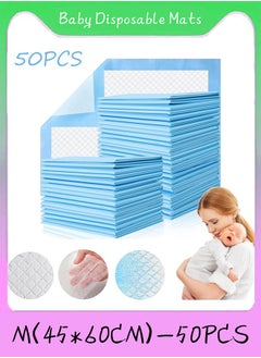 Buy 50PCS Baby Disposable Underpad Incontinence Changing Pad Baby Diapers Newborn Pads Soft Breathable Waterproof Leak Proof Quick Absorb(45*60cm) in Saudi Arabia