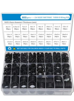 Buy Rubber O Ring Set, 24 Size 800 PCS Black Small Rings Assortment Kits, Assorted Metric Sealing Washer for Automotive Faucet Pressure Plumbing Repair, Air or Gas Connections and Heat in UAE