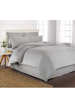 Buy Bamboo Duvet Cover Full Size 200x200 cm With Button Closing and Corner Ties 400TC Cool, Anti-Allergic, Soft and Silky – Silver in UAE