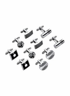 Buy Men's Cufflinks, Cuff Links for Men, 5 Pairs Stainless Steel Classic Tone Cufflinks, Black Striped Cuff Links, Shirt Suit Cufflinks in UAE