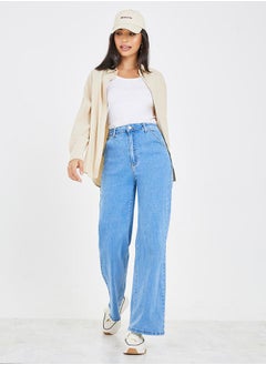 اشتري High Rise Wide Leg Jeans with Pockets في السعودية