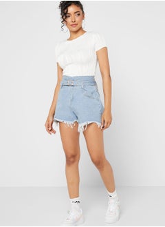 Buy Belted Denim Shorts in UAE