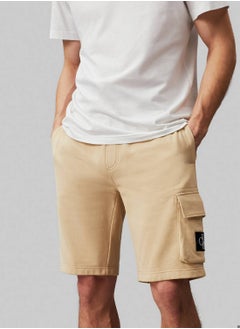 Buy Men's Cargo Terry Jogger Shorts - Cotton peached terry, Beige in UAE