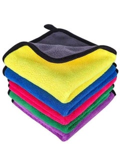 Buy 5-Piece Microfiber Cloth Set, 30x40 cm, Multi-Color for Versatile Use – Microfiber Cleaning Cloth for Car, Kitchen, and Glass – Double-Sided Towels for Drying and Polishing, Thick and Highly Absorbent, Cleaning Cloth for Kitchen, Glass, and Wood – Dust-Resistant Silk Cloth, Wipe for Glass, Wood Polish – Microfiber Kitchen Towels – Microfiber Towel in Egypt