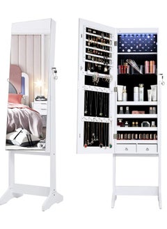 Buy Zipperl Dressing Mirror with Jewelry Box Full Length Mirror Jewelry Organizer Lockable Wood Standing Jewelry Armoire with Mirror in UAE