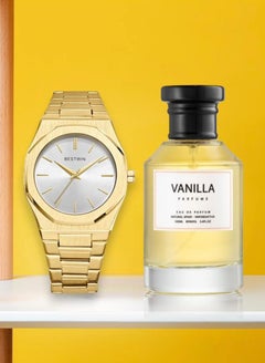 Buy Slim Watch For Men Limited Edition And Vanilla EDP Natural Spray, 100 ml, Gift Set in Saudi Arabia