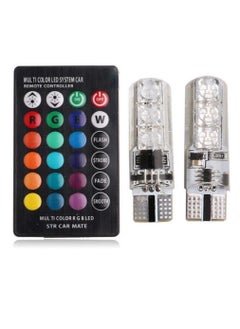 اشتري 2 T10 LED Light Bulb LED Light for Car Headlights 12 Colors LED Remote Control System في مصر