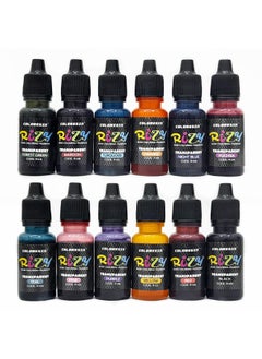 Buy Rizy Transparent Brilliance Colors Pack – 12 Colors - Transparent Epoxy Resin Pigments -liquid dye high concentration resin colorant for crafts art coloring, painting, jewelry diy making, each 15ml in Egypt