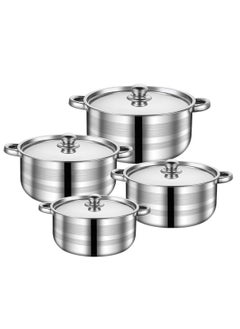 Buy 4-Piece Stainless Steel Pot Set Household Soup Pot Combination Suitable for Various Stoves in UAE