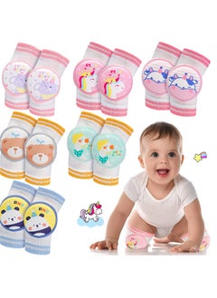 اشتري 6 Pairs Baby Knee Pads for Crawling Anti Slip Knee Protectors Breathable for Boys Girls, 0-3 Years Old في السعودية