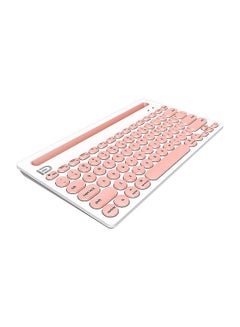 اشتري IK3381 Wireless BT Keyboard Portable BT Office Keyboard with Round Keycap Multimedia Keys Support 3 Devices Pink في السعودية