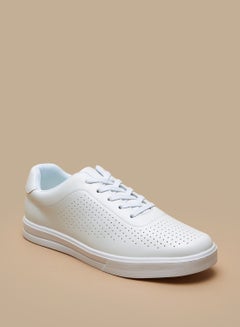 Buy Perforated Casual Sneakers with Lace-Up Closure in UAE