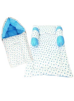 Buy Baby Bedding Gift Pack Combo Of Bed With 3 Pillow Set And Sleeping Bag ; Carry Bag Combo Of 2 Sky Blue in UAE