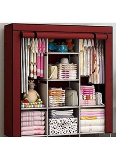 Buy 3-Tier Metal Wardrobe with Thick Fabric for Multiple Storage - Red in Egypt