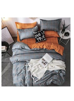 Buy Single size Bedding Set Luxury Bed Sheets for Children with fixed Quilt Soft cotton Comforter sets orange design in UAE