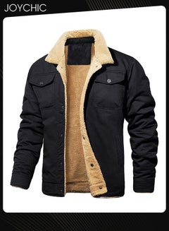 Buy New Style Men Casual Jackets Autumn and Winter Cotton Warm Windproof Outwear Black in UAE