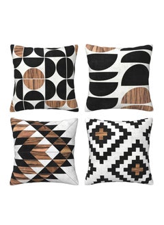 Buy Mid Century Pillow Covers 18 x 18 Set of 4 Midcentury Modern Aztec Concrete Wood Pattern Throw Pillow Cover Black White Pillowcase Home Decor Cushion Covers in UAE