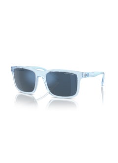 Buy Men's Rectangular Shape  Sunglasses 4145S - Lens Size: 57 Mm - Shiny Transparent Blue in Saudi Arabia