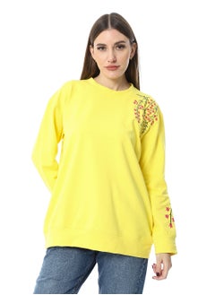 Buy WomenEmbroidery Melton sweat Shirt With Long Sleeves in Egypt