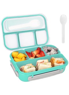 Buy Lunch Box for Kids, 4 Compartment Children's Lunch Box with Spoon, 1300ML Bento Box Microwave & Dishwasher & Freezer Safe, BPA Free (Green) in Saudi Arabia