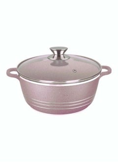 Buy Non Stick Ceramic Coated Cooking Pot With Glass Lid Purple 36cm in UAE